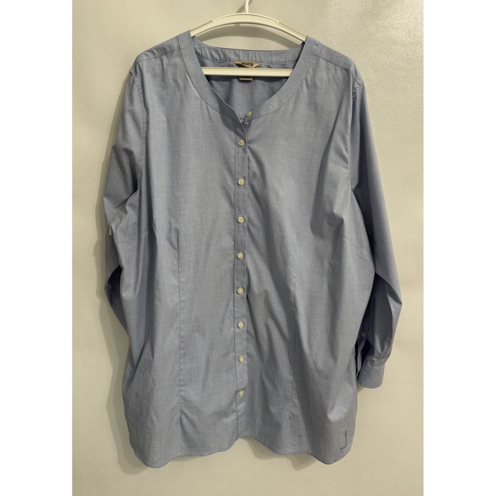 Duluth Trading Co Size 2X Blue Wrinklefighter Tunic Shirt Women's Button Pockets